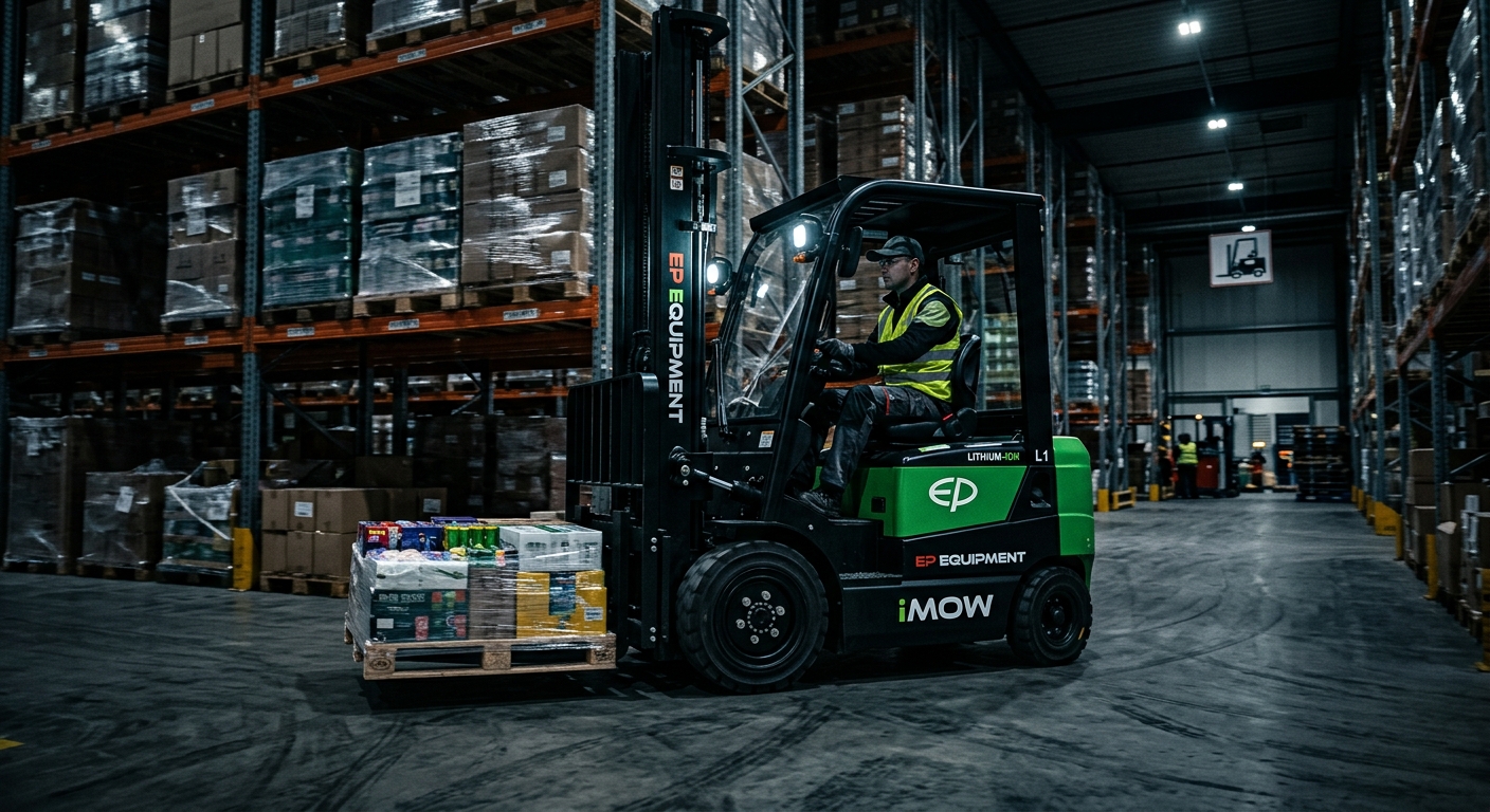 Forklift Listrik Lithium iMOW di Gudang Modern